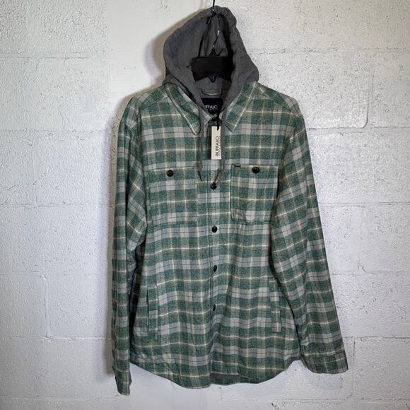 Buffalo David Bitton Men's Jakeim Plaid Hoodie Shacket forest green Large $99 - Picture 1 of 7
